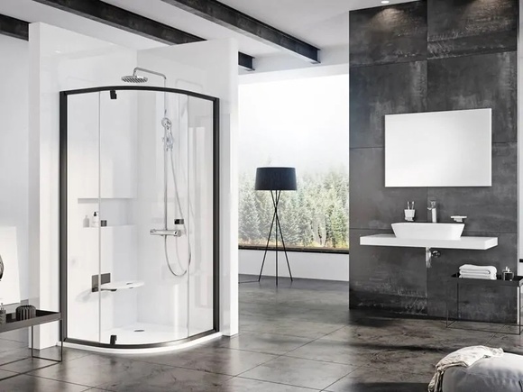 Стилна душ кабина Pivot Black 80x80см
