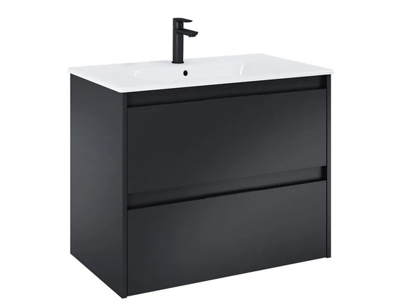 Конзолен шкаф за баня Unik Alpine Black Matt 80см